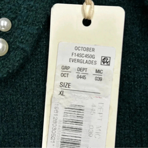 NWT Copper Key Girl Youth XL Green Sweater‎ w/ Pearl Accents on Collar - Picture 4 of 6